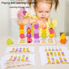 Children Wooden Geometric Shape Matching Enlightenment Beads Building Blocks Educational Toys(Colorful)