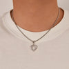 OPK GX2410 Personalized Vintage Feather Heart Alloy Pendant Steel Necklace