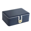zk-0025 Multifunctional Double Layer PU Large Capacity Earring Ring Jewelry Box(Navy Blue)
