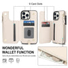 For iPhone 13 Pro Max Double Flap Zipper RFID Leather Phone Case with Short Lanyard(White)