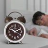 6016 Simple Bell Small Alarm Clock Students Learning Bedside Clock With Night Light(Coffee Color)