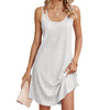 Women Summer Round Neck Halter Loose Sleeveless Dress, Size: M(White)