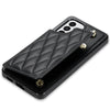 For Samsung Galaxy S20 FE 5G Rhombic Dual Buckle Card Slots Phone Case with Lanyard(Black)