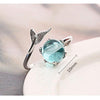 Women Fashion Blue Crystal Mermaid Shape Open Rings