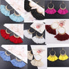 Tassel Earrings for Women Ethnic Big Drop Earrings Bohemia Fashion Jewelry Trendy Cotton Rope Fringe Long Dangle Earrings(White)