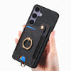 For Samsung Galaxy S25 5G Retro Skin-feel Ring Multi-card Wallet Phone Case(Black)