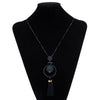 Women Tasseled Necklace Sweater Chain(Black)