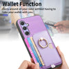 For Samsung Galaxy S23+ 5G Retro Cross Leather Ring Side Insert Card Bag MagSafe Phone Case(Purple)
