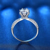 XJZ012 925 Sterling Silver Moissanite Ring Crown Ring Engagement Jewelry, Size: 6(White Gold)