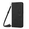 For Samsung Galaxy A36 5G Skin Feel Heart Embossed Leather Phone Case with Long Lanyard(Black)