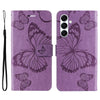 For Samsung Galaxy A26 5G Global 3D Butterfly Embossed Pattern Flip Leather Phone Case(Purple)