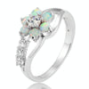 925 Silver Women Opal Flower Ring Jewelry, Ring Size:8(White)