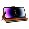 For iPhone 14 Pro Max Nine-card Slots Zipper Wallet Bag Leather Phone Case(Brown)