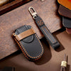 Hallmo Car Genuine Leather Key Protective Cover for Jeep Compass 4-button(Black)