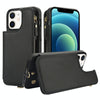 For iPhone 12 mini Double Flap Zipper RFID Leather Phone Case with Short Lanyard(Black)