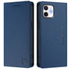For iPhone 12 mini RC01 Dual-Folded Magnetic Suction RFID Leather Phone Case(Dark Blue)