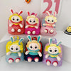 Kindergarten School Bag Plush Toy Children Cute Cartoon Backpack(With Hat Bunny Purple)