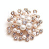 Women Large Snowflake Imitation Pearls Rhinestones Crystal  Brooch Pin Jewelry(Gold)