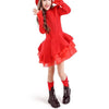 Winter Girls Knit Long Sleeve Sweater Organza Dress Evening Dress, Size:100cm(White  )