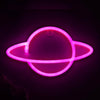 LED Planet Neon Light Bedroom Universe Shape Decoration Night Light(Pink Light)