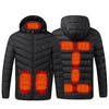 9 Zone Double Control Black USB Winter Electric Heated Jacket Warm Thermal Jacket, Size: L