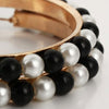 1 Pair Girls Hoop Pearl Earring With Big Circle(Black)