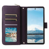 For Samsung Galaxy A23 5G Nine-card Slots Zipper Wallet Bag Leather Phone Case(Dark Purple)