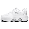 Two-Purpose Skating Shoes Deformation Shoes Double Row Rune Roller Skates Shoes, Size: 41(Low-top Without Light (White))