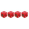 Universal 8mm Dice Style Plastic Car Tire Valve Caps, Pack of 4(Red)