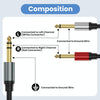 0.3m Gold Plated 6.35mm Male Dual Sound TRS Stereo to 2 x 6.35mm Male TS Mono Y Splitter Adapter Audio Cable(Black)