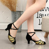 Soft Bottom Female Latin Dance Shoes Summer Sandals, Size: 35(3cm Black Gold)