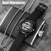 SKMEI 2098 Multifunctional Men 50M Waterproof Thermometer Dual Display Digital Wrist Watch(Black+White)