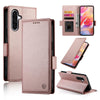 For Samsung Galaxy A36 Side Buckle Magnetic Frosted Leather Phone Case(Rose Gold)