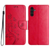 For Samsung Galaxy A36 5G Butterfly Flower Pattern Flip Leather Phone Case(Red)