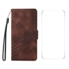 For iPhone SE 2025 ENKAY Embossed Rhombus Starry Leather Phone Case with Screen Film(Brown)