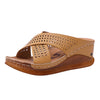 Thick-Bottomed Muffin Wedge Sandals, Shoe Size:36(Brown)