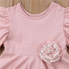 Girls Lace Princess Dress Trumpet Sleeve Three-dimensional Flower Dress, Kid size:100cm(Pink)