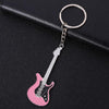 2 PCS Creative Guitar Keychain Metal Musical Instrument Pendant(Pink)