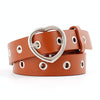 3PCS Narrow Thin Leather Silver Metal Heart Buckle Belts for Women, Belt Length:105cm(Coffee)