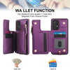 For Samsung Galaxy A52 5G Double Flap Zipper RFID Leather Phone Case with Short Lanyard(Dark Purple)