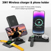 3-In-1 15W Portable Folding Desktop Stand Mobile Phone Wireless Charger(Black)