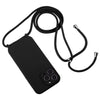 For iPhone 16 Crossbody Lanyard Liquid Silicone Case(Black)