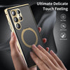 For Samsung Galaxy S25 Ultra 5G MagSafe Magnetic HD Frosted Tempered Glass Holder Phone Case(Gold)