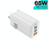 TE-65W GaN PD65W Dual USB-C/Type-C+USB-A Laptop Tablet AdapterUS Plug(White)