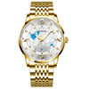 BINBOND B1117 30M Waterproof Earth Dial Butterfly Buckle Luminous Quartz Watch(Full-gold-White-Gold)