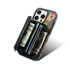 For iPhone 15 Denior D23 MagSafe Detachable Zipper Wallet Holder Phone Case(Green)