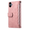 For Samsung Galaxy A06 5G / 4G Grid Texture Zipper Leather Phone Case with Lanyard(Rose Gold)
