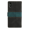 For iPhone XS Max Grid Stitching Leather Phone Case with Lanyard(Black)