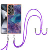 For Samsung Galaxy S25 Ultra 5G Electroplating Marble Dual-side IMD Phone Case with Lanyard(Purple 016)