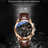 OLEVS 2872 Men Three Eyes Six Needles Chronograph Waterproof Quartz Watch(Black + Rose Gold)